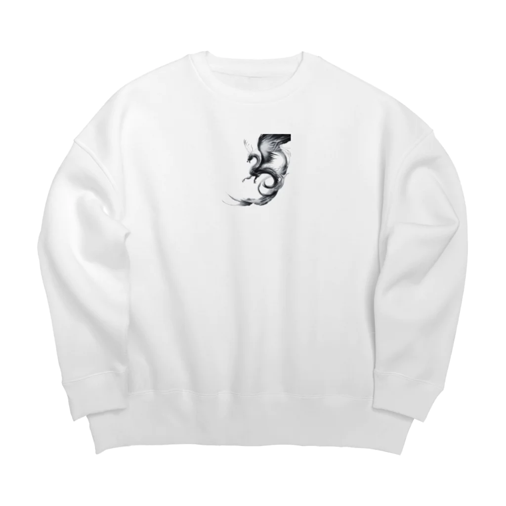 taki・ショップの龍【白黒】 Big Crew Neck Sweatshirt