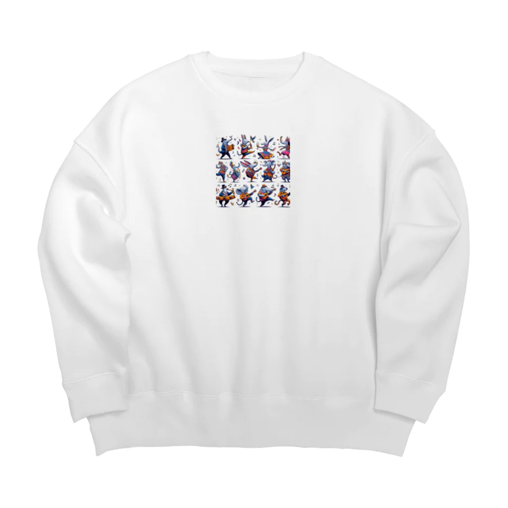 音楽ルー106の踊る動物 Big Crew Neck Sweatshirt