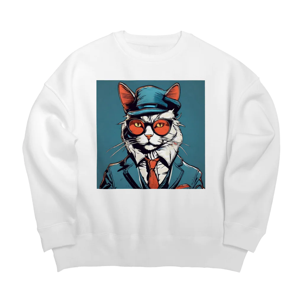 American Comic StyleのAmerican Comic Cat Big Crew Neck Sweatshirt