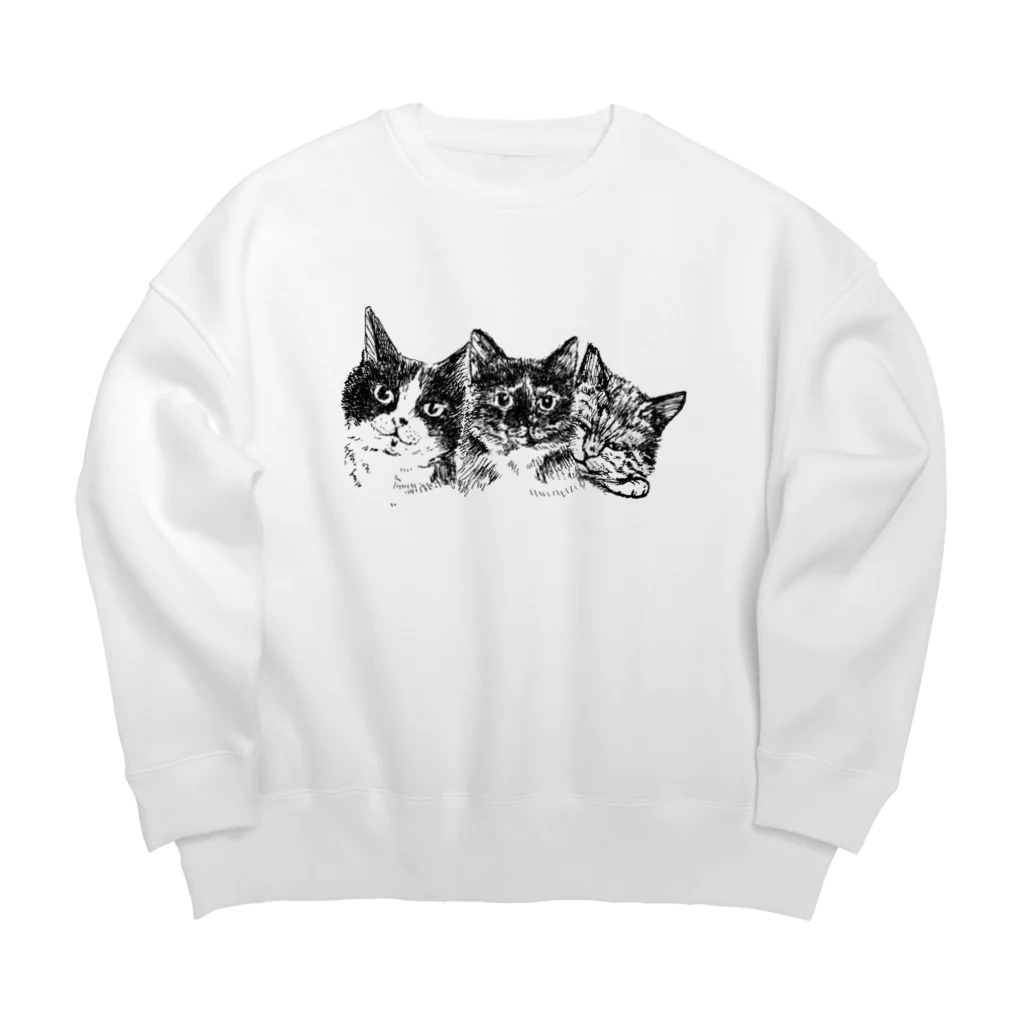 サビネコよもぎの仲良し３匹 Big Crew Neck Sweatshirt