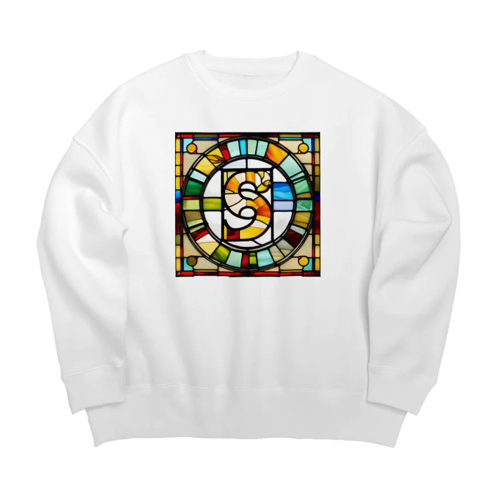 alphabet stained glassのstained glass S Big Crew Neck Sweatshirt
