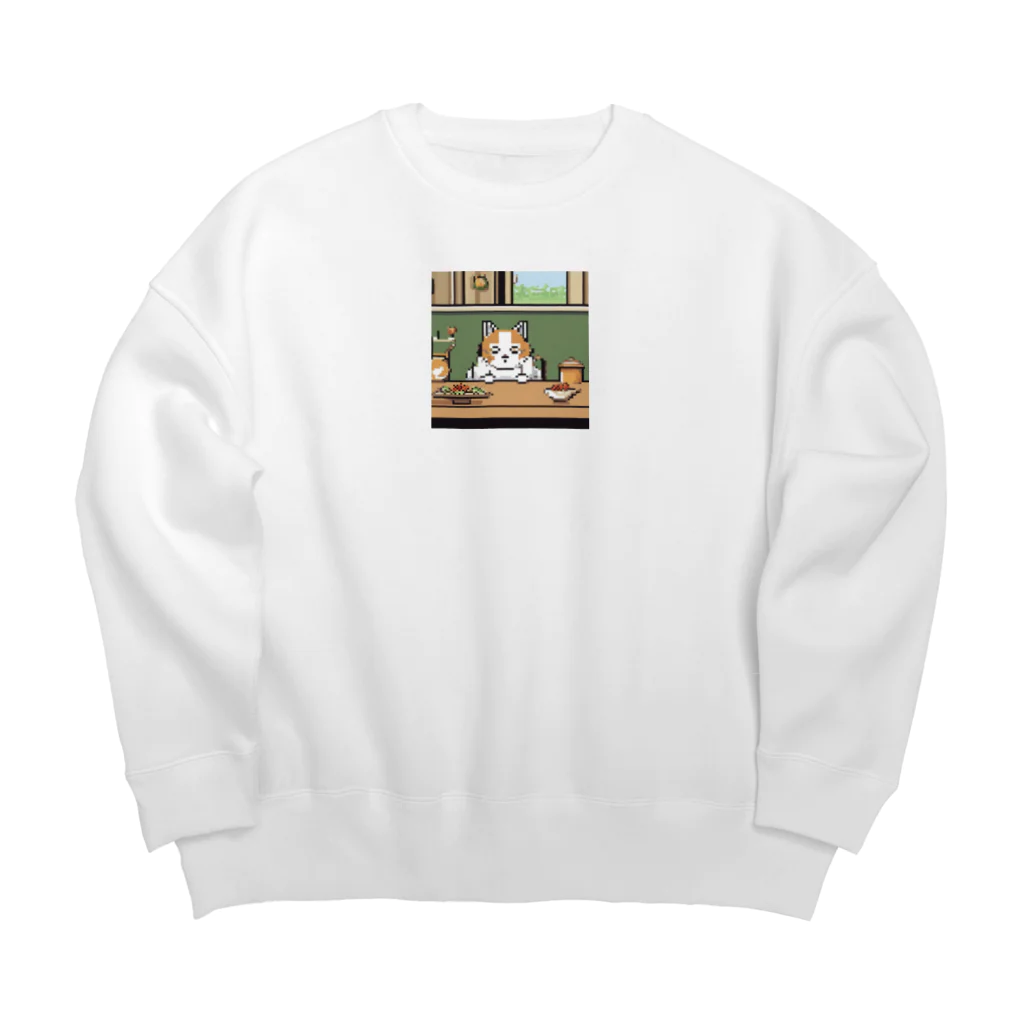 masaのテーブルの上でおねだりしている猫 Big Crew Neck Sweatshirt