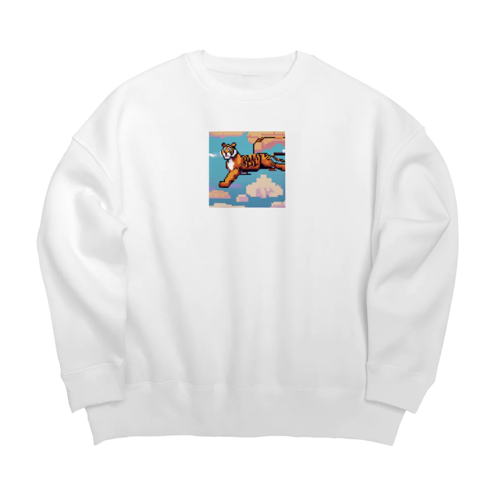 クロスクリエイティブのハンドグライダーを飛ばしているトラ Big Crew Neck Sweatshirt