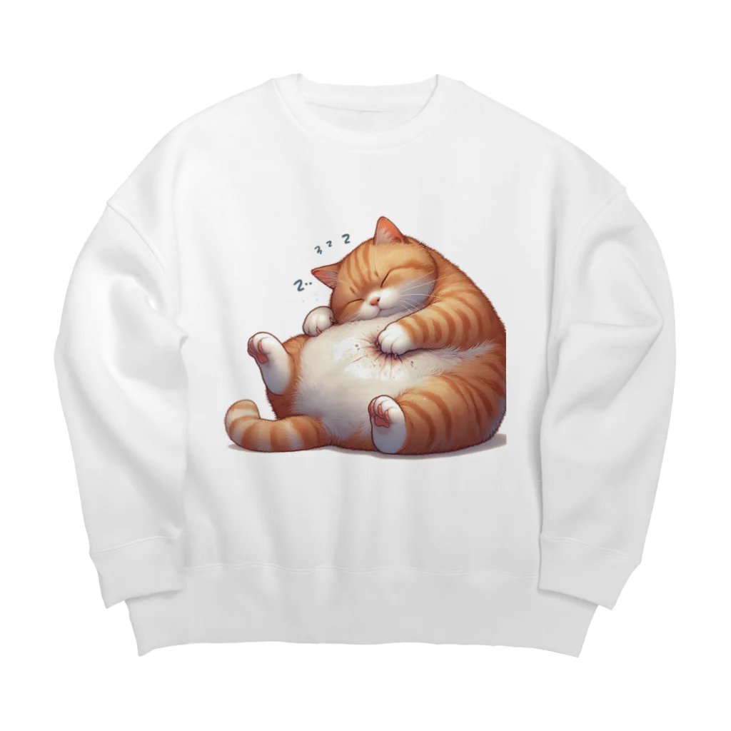 ニャーちゃんショップのイビキをかいて眠るポッチャリ猫 Big Crew Neck Sweatshirt