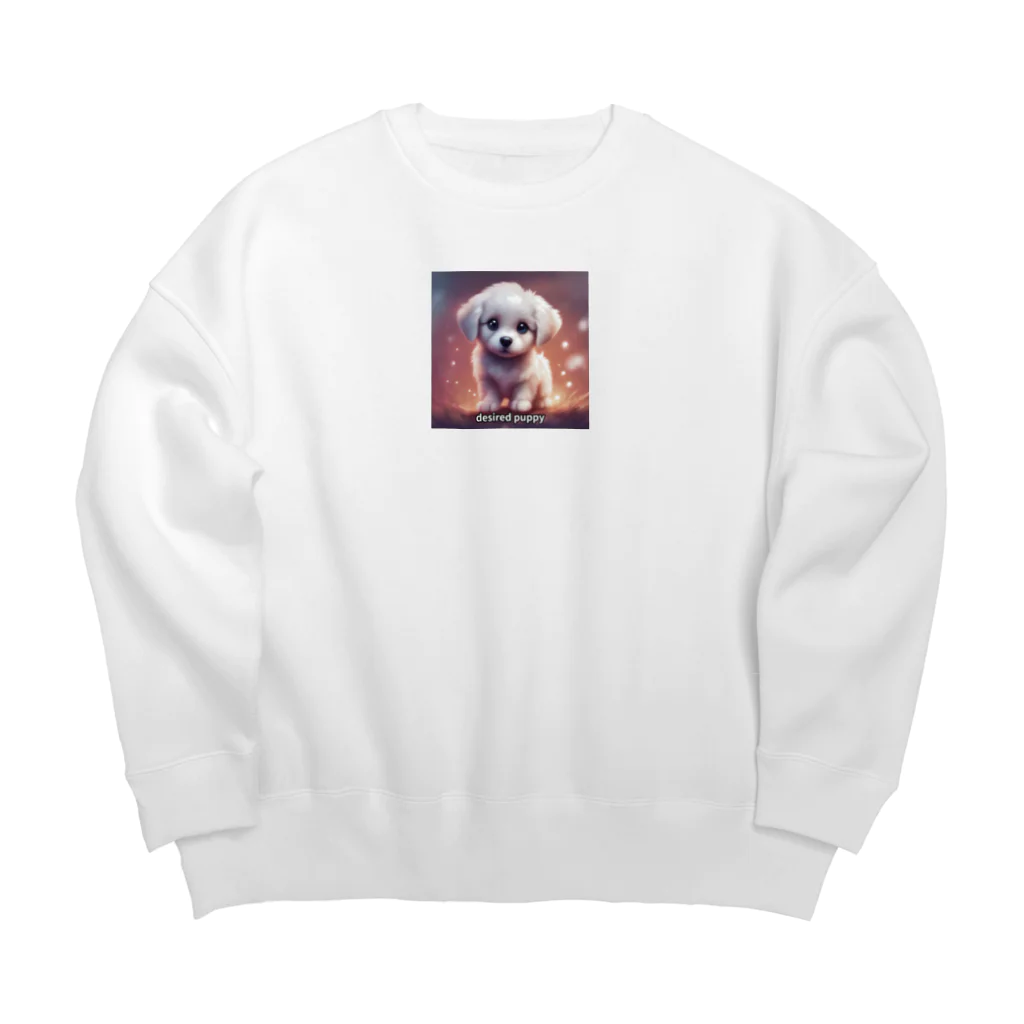 happiness_shopの無邪気な笑顔で幸運を招く可愛い子犬 Big Crew Neck Sweatshirt