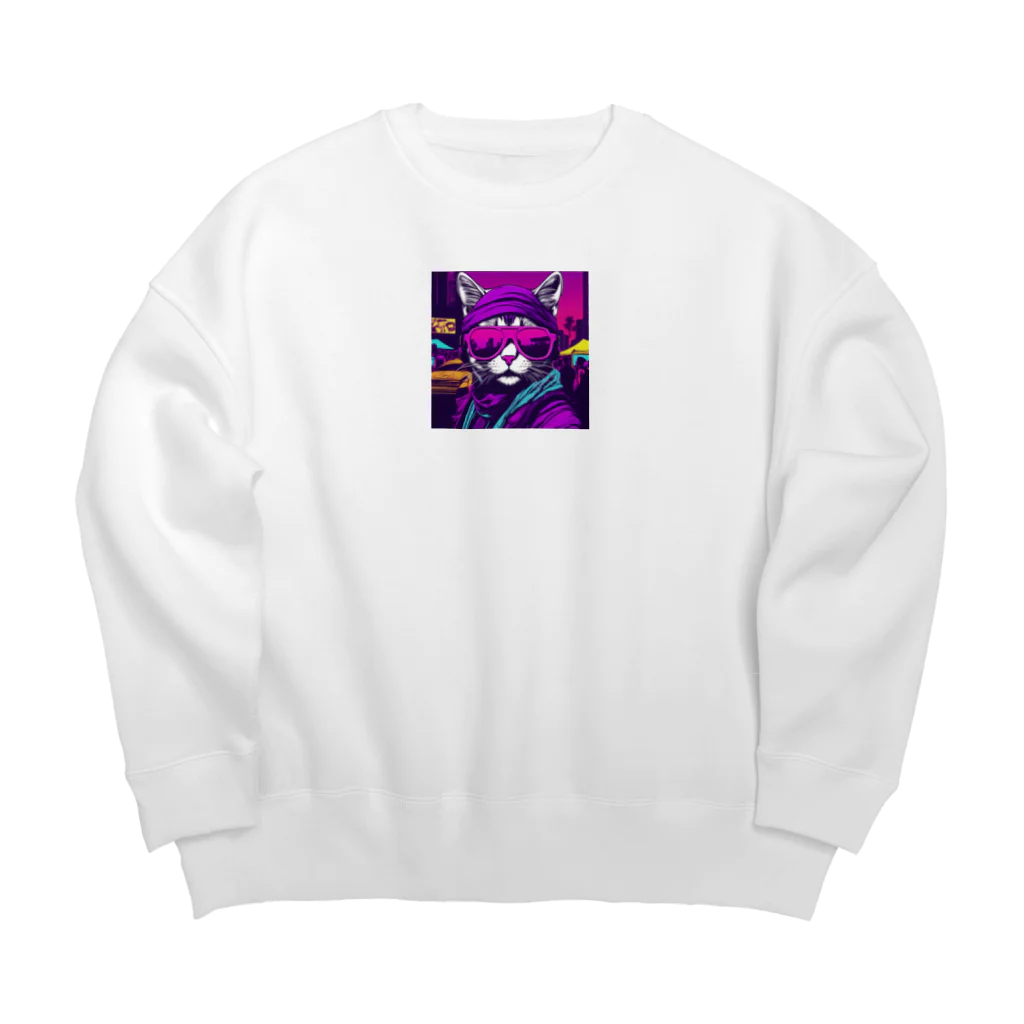 jujumarucatのROCKYCAT　サングラス２ Big Crew Neck Sweatshirt