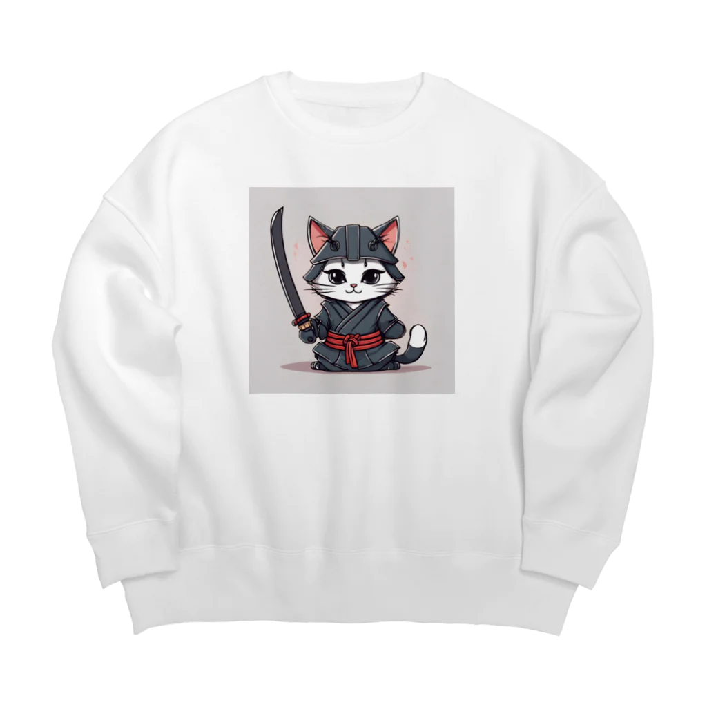 nekoグッズショップの忍者ねこカラー Big Crew Neck Sweatshirt