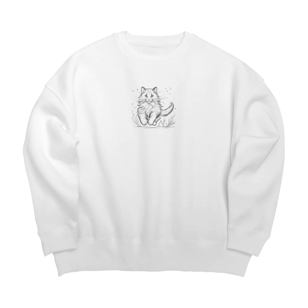 どうぶつやのノルウェージャンフォレストキャット      猫で Big Crew Neck Sweatshirt