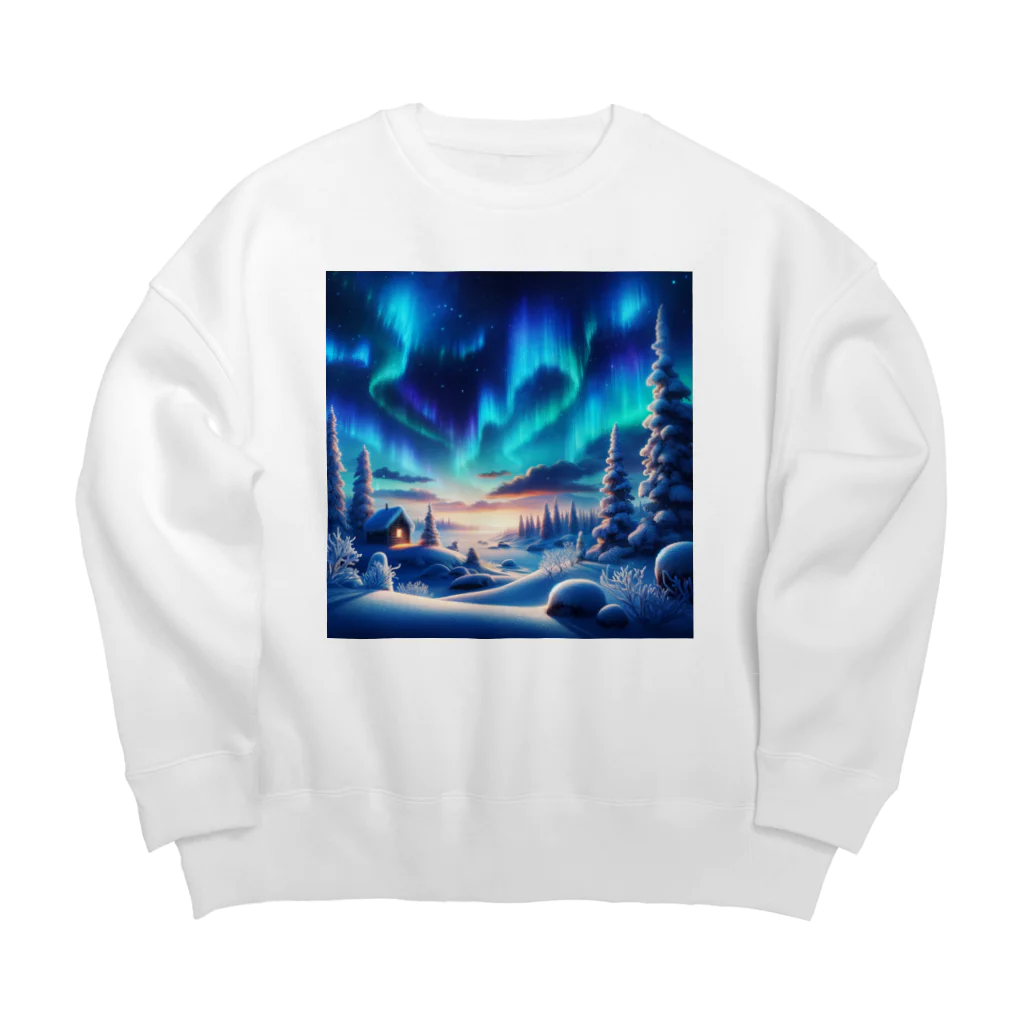 すずらん24のオーロラのある風景 Big Crew Neck Sweatshirt