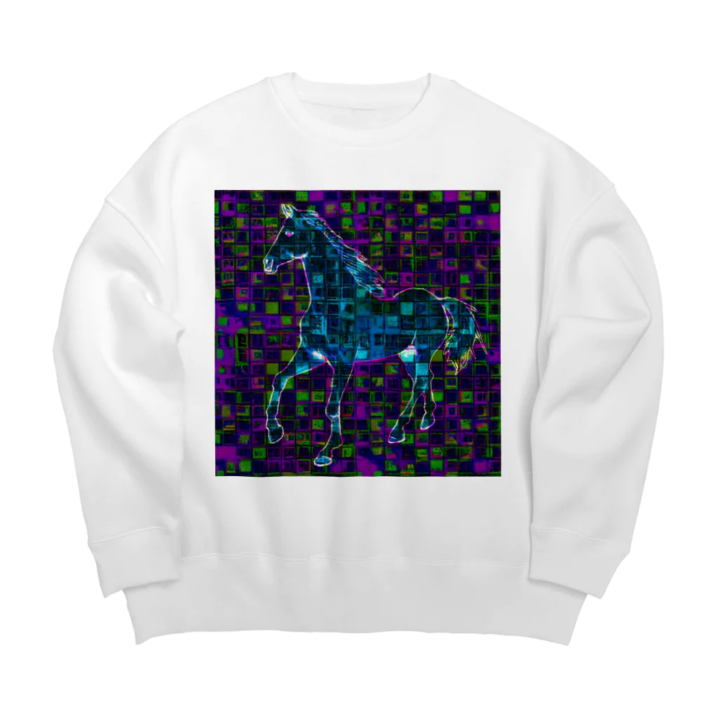 水草のデジタルでアートな馬 Ⅱ Big Crew Neck Sweatshirt