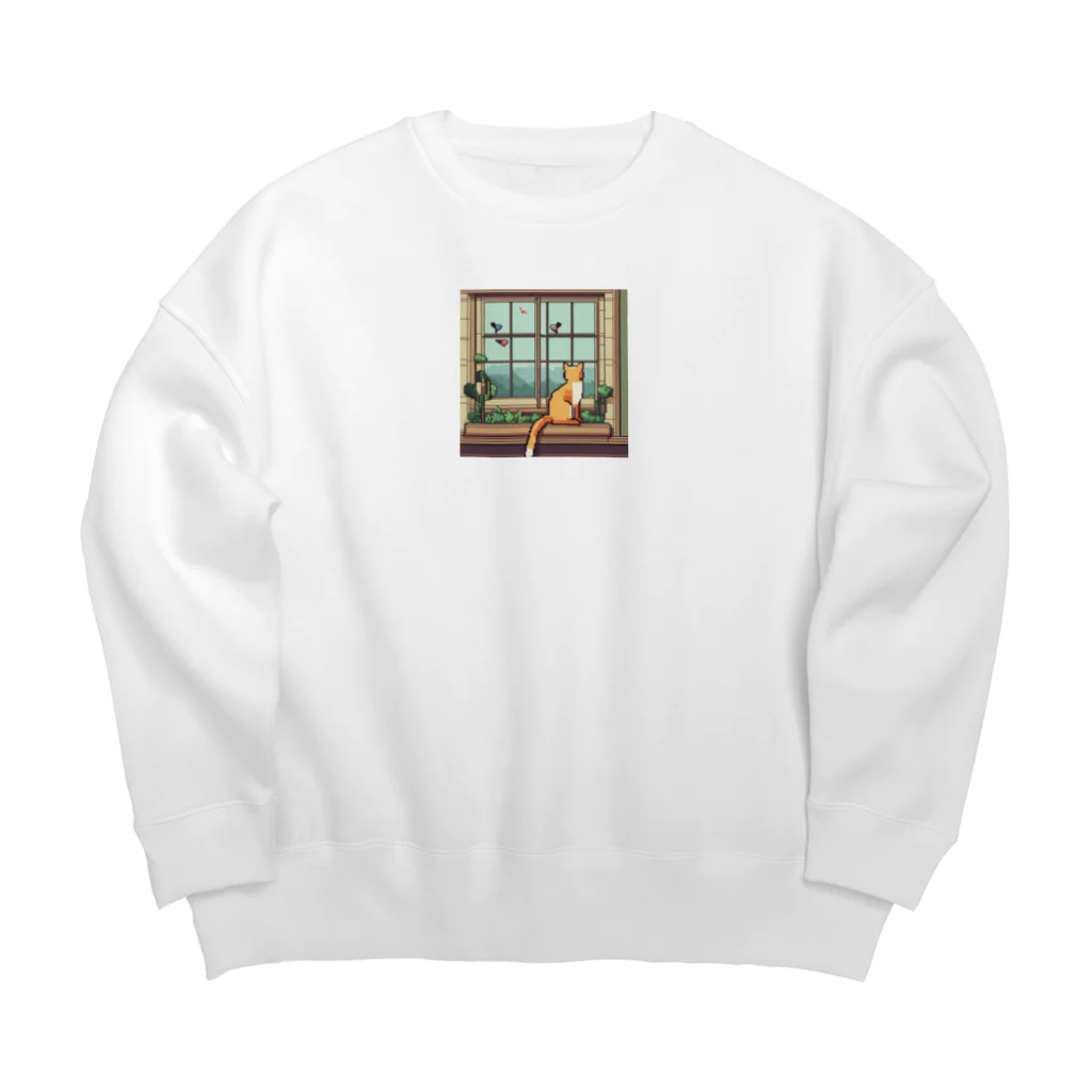 にゃんにゃんの外を眺める猫 Big Crew Neck Sweatshirt