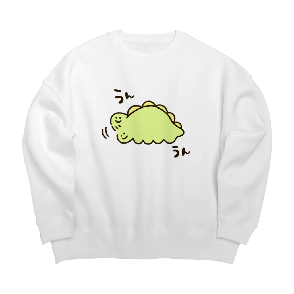 もちもちサウルスのもちもちサウルス(うんうん) Big Crew Neck Sweatshirt