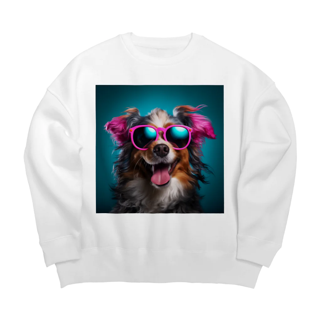 AQUAMETAVERSEのサングラスをかけた、かわいい犬 Marsa 106 Big Crew Neck Sweatshirt