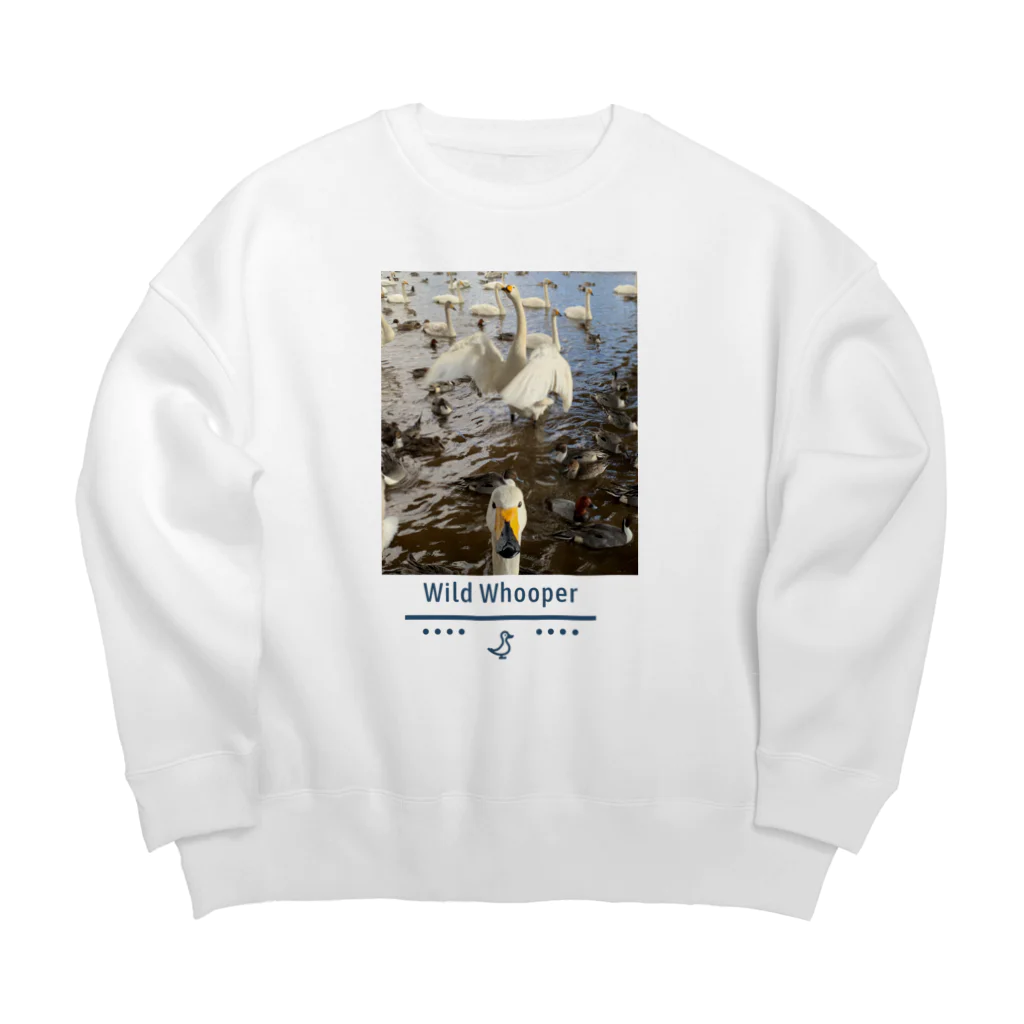 wild whooper (白鳥堂)の白鳥（ひらめいた) Big Crew Neck Sweatshirt