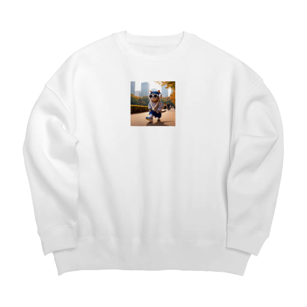 jkmurataの運動大好きなおしゃれネコ Big Crew Neck Sweatshirt