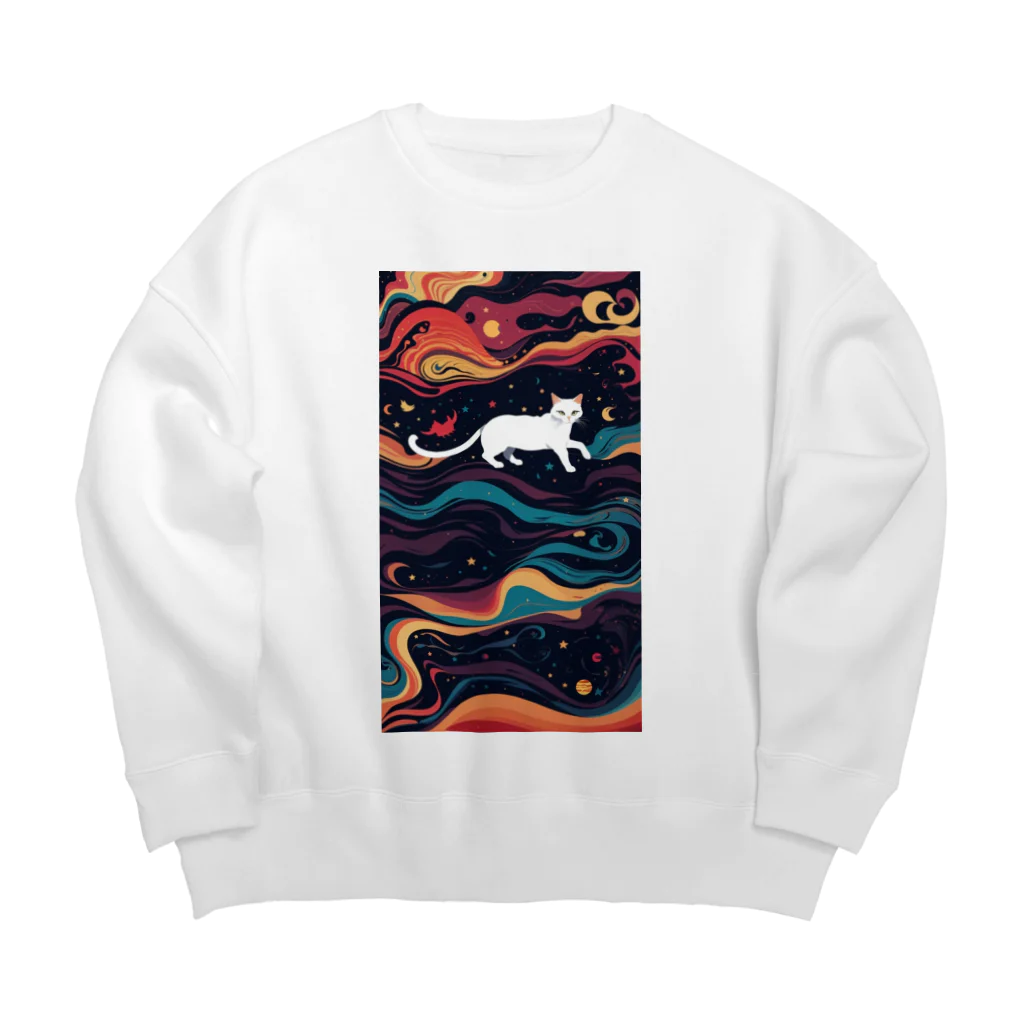 AQUAMETAVERSEの宇宙で遊んでる白猫 アメジスト 2846 Big Crew Neck Sweatshirt