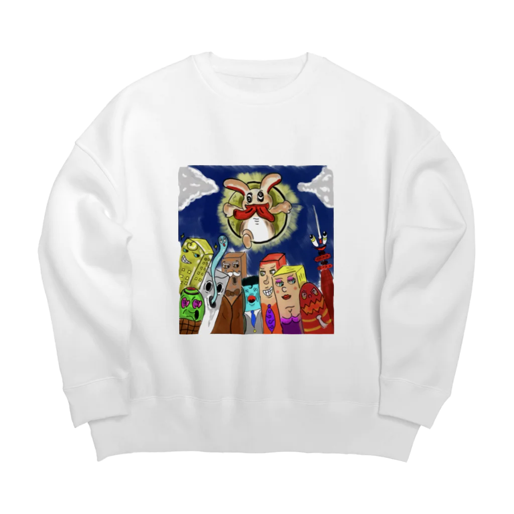 patroom(柄)のうさぎタウン Big Crew Neck Sweatshirt