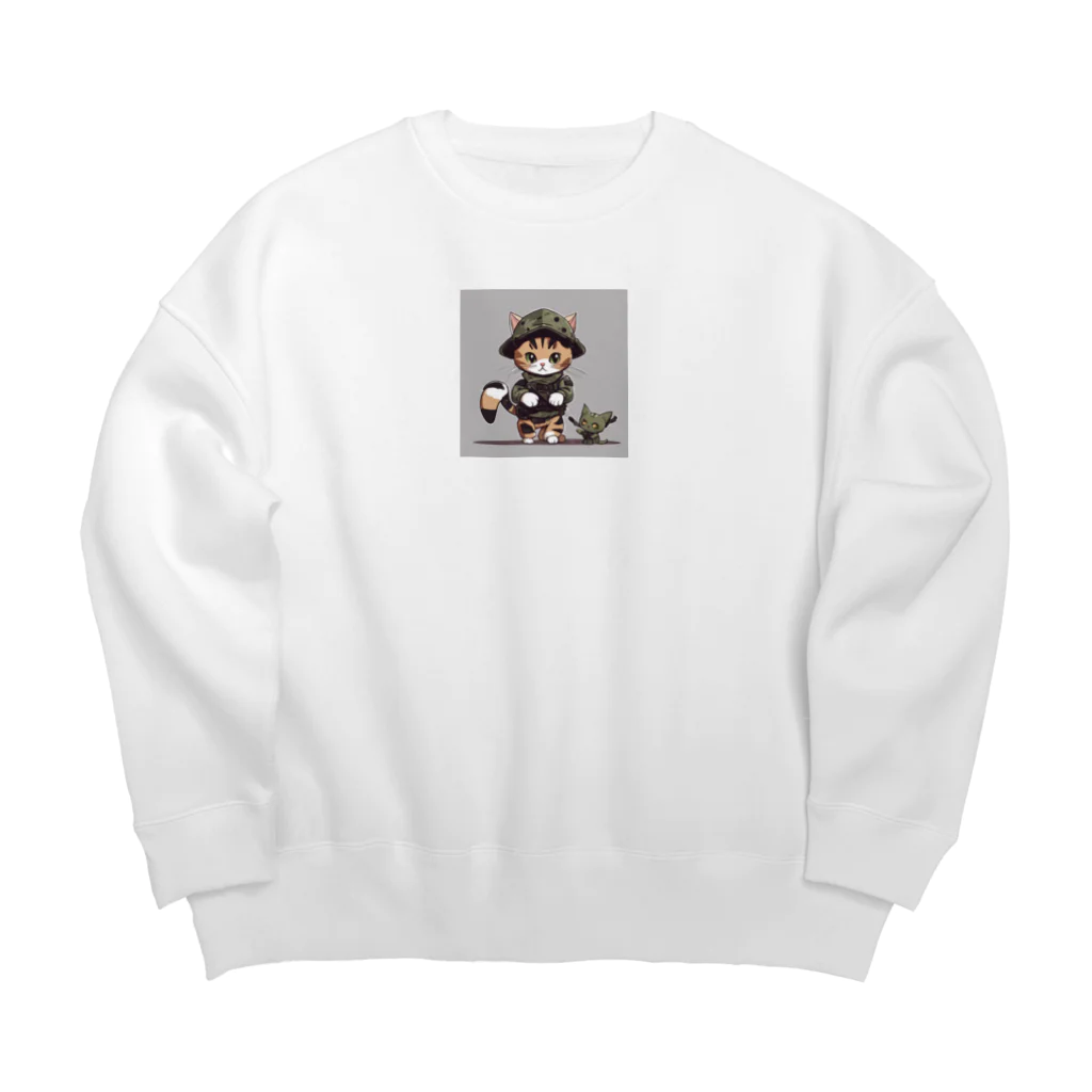 ピザベイビーの戦闘ネコ Big Crew Neck Sweatshirt