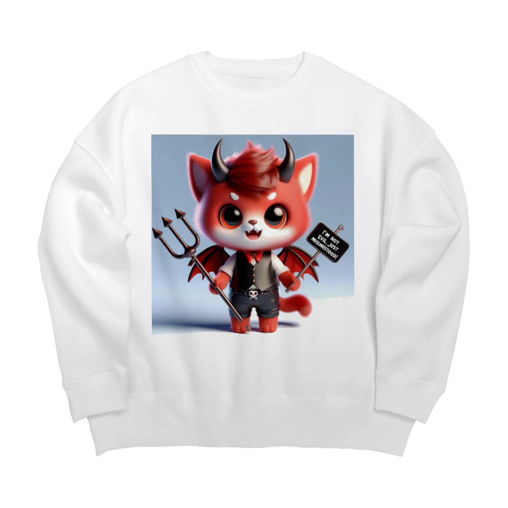 ブルーアイズの小悪魔猫 Big Crew Neck Sweatshirt