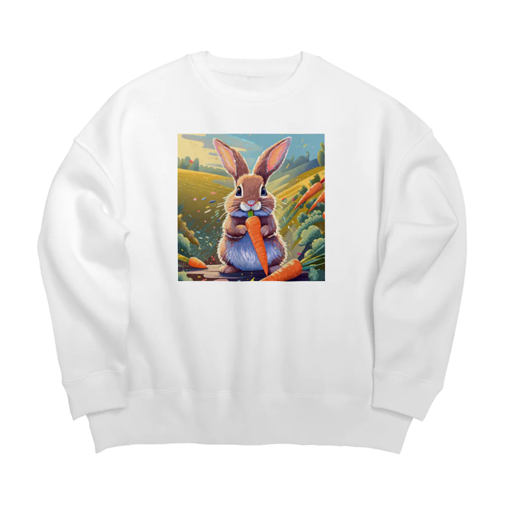 うさぎやのニンジンを食べるうさぎ Big Crew Neck Sweatshirt