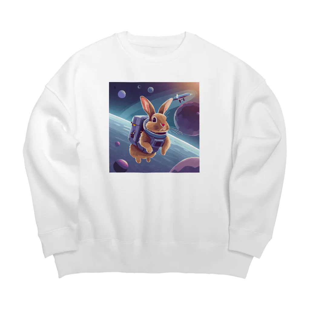 うさぎやの宇宙を旅するうさぎ4 Big Crew Neck Sweatshirt