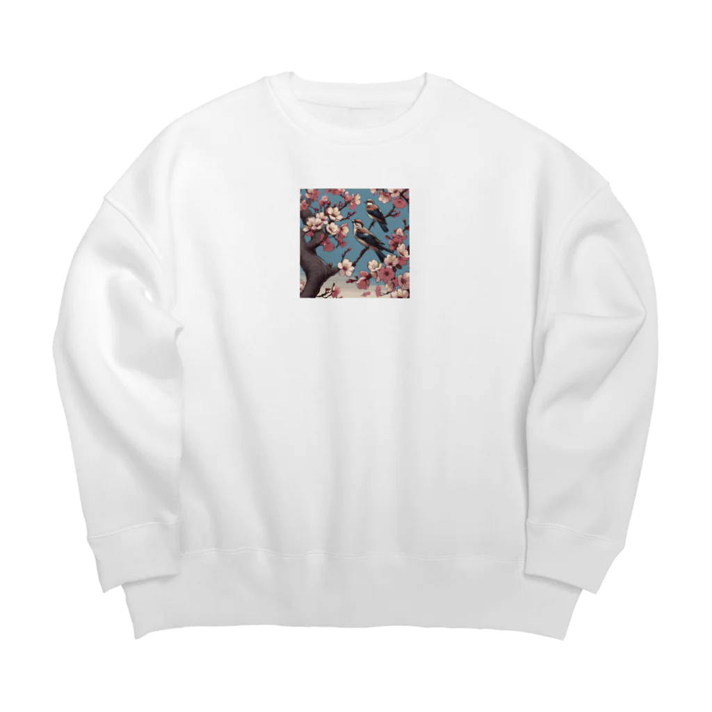 ウェブエンパイアの桜と雀（Cherry blossom & sparrow)  01 Big Crew Neck Sweatshirt