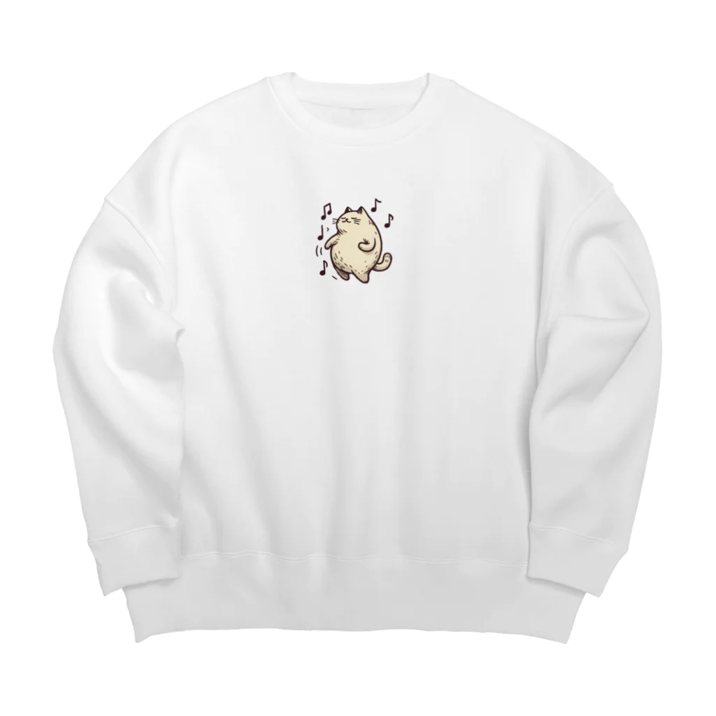 きなこのショップの踊るぽっちゃりネコ Big Crew Neck Sweatshirt