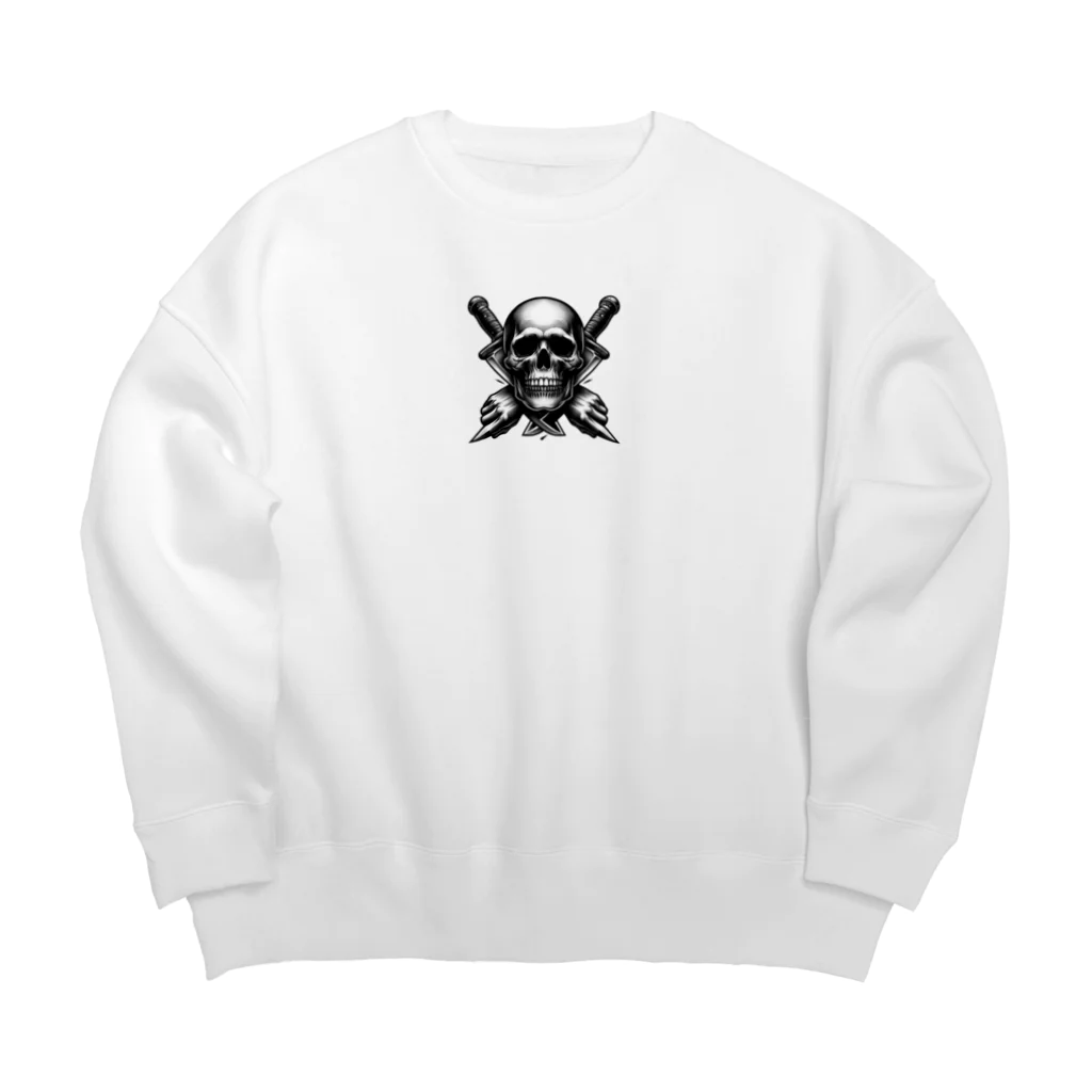 happiness_shopのダークな魅力が溢れる、ナイフとドクロ Big Crew Neck Sweatshirt