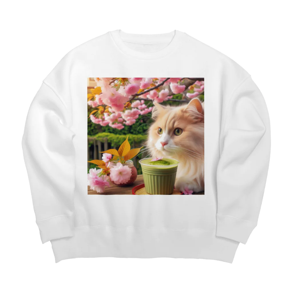 猫と紡ぐ物語の春の訪れを告げる桜満開 Big Crew Neck Sweatshirt