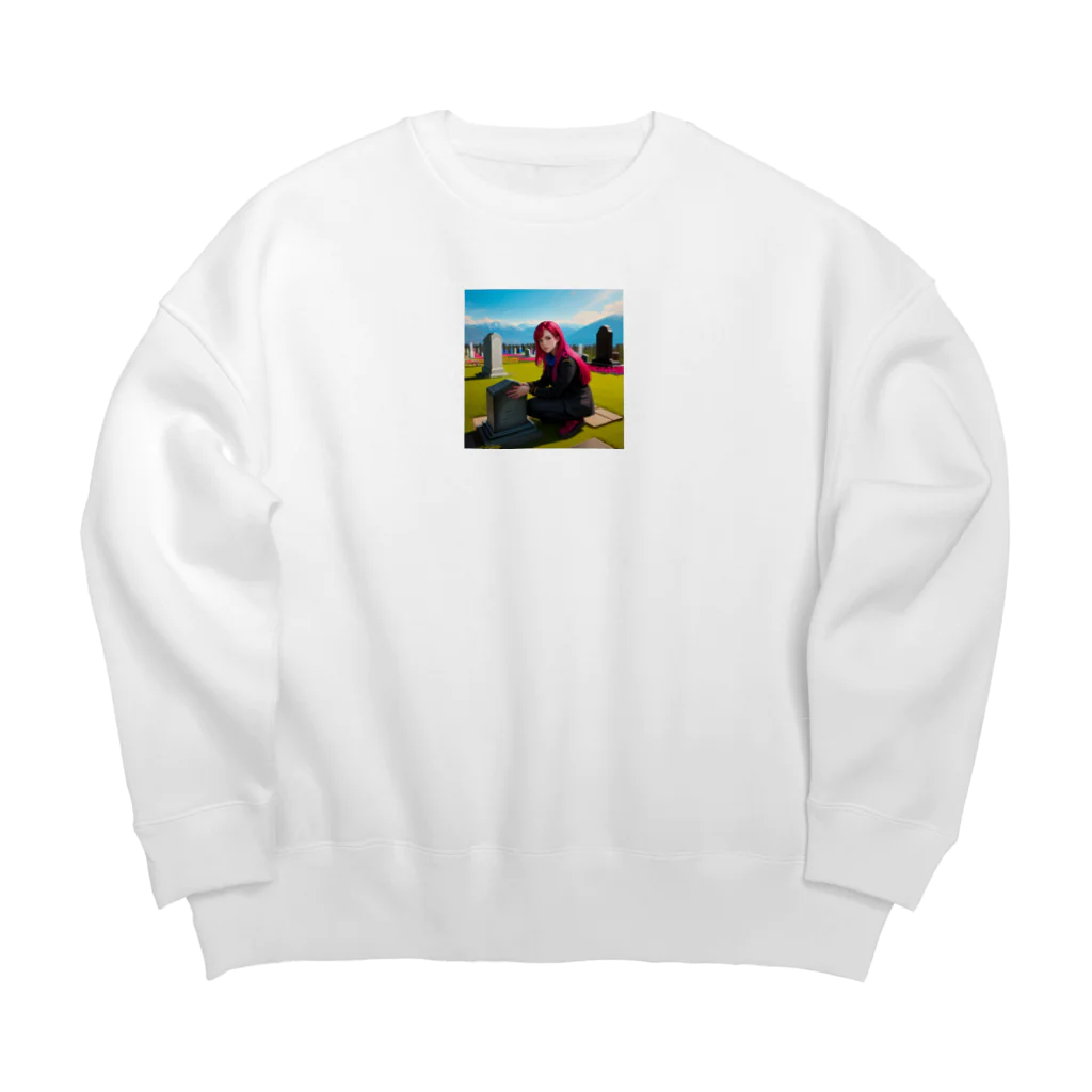 yoogin2345のお墓参りの美女 Big Crew Neck Sweatshirt