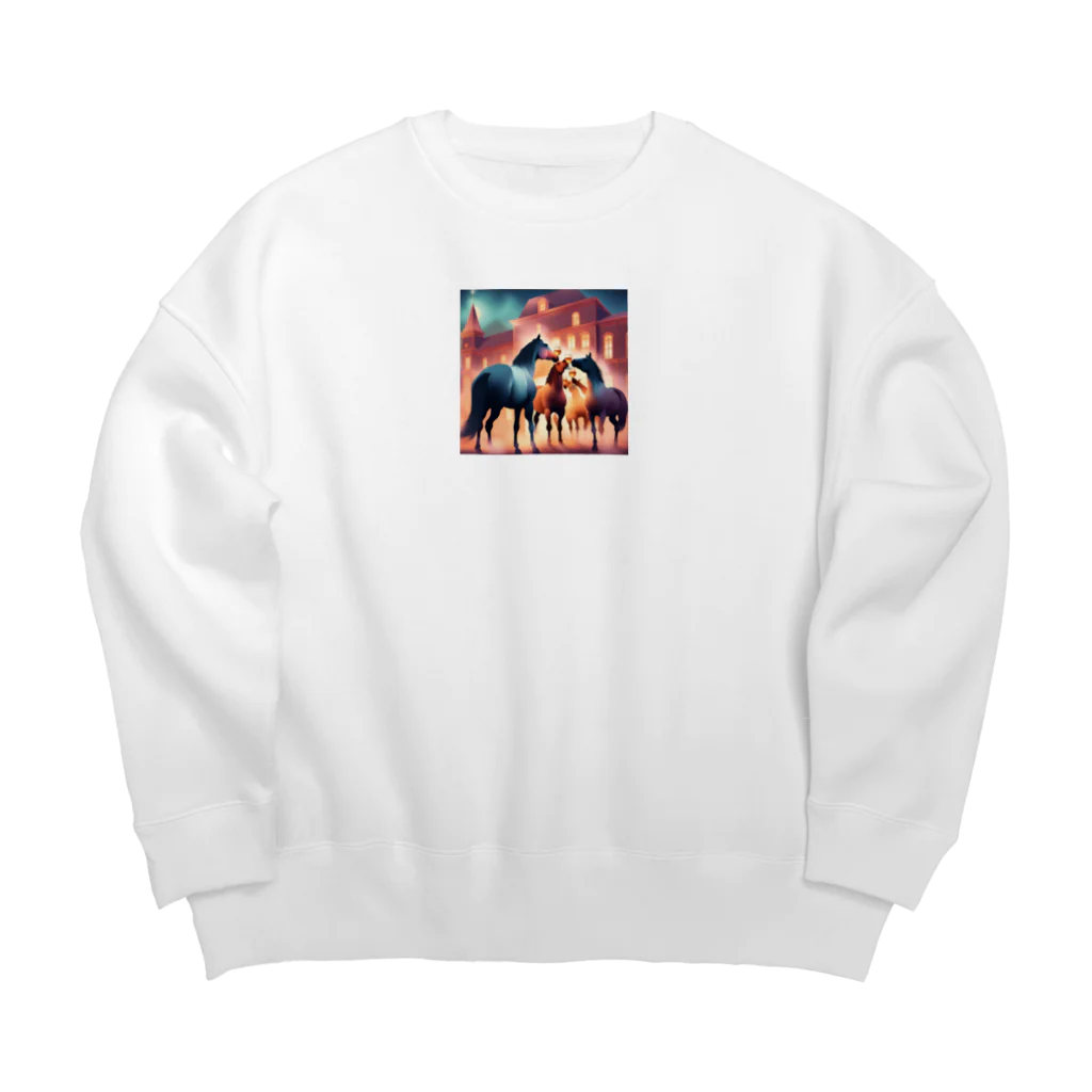 runbitの乾杯している馬たち Big Crew Neck Sweatshirt