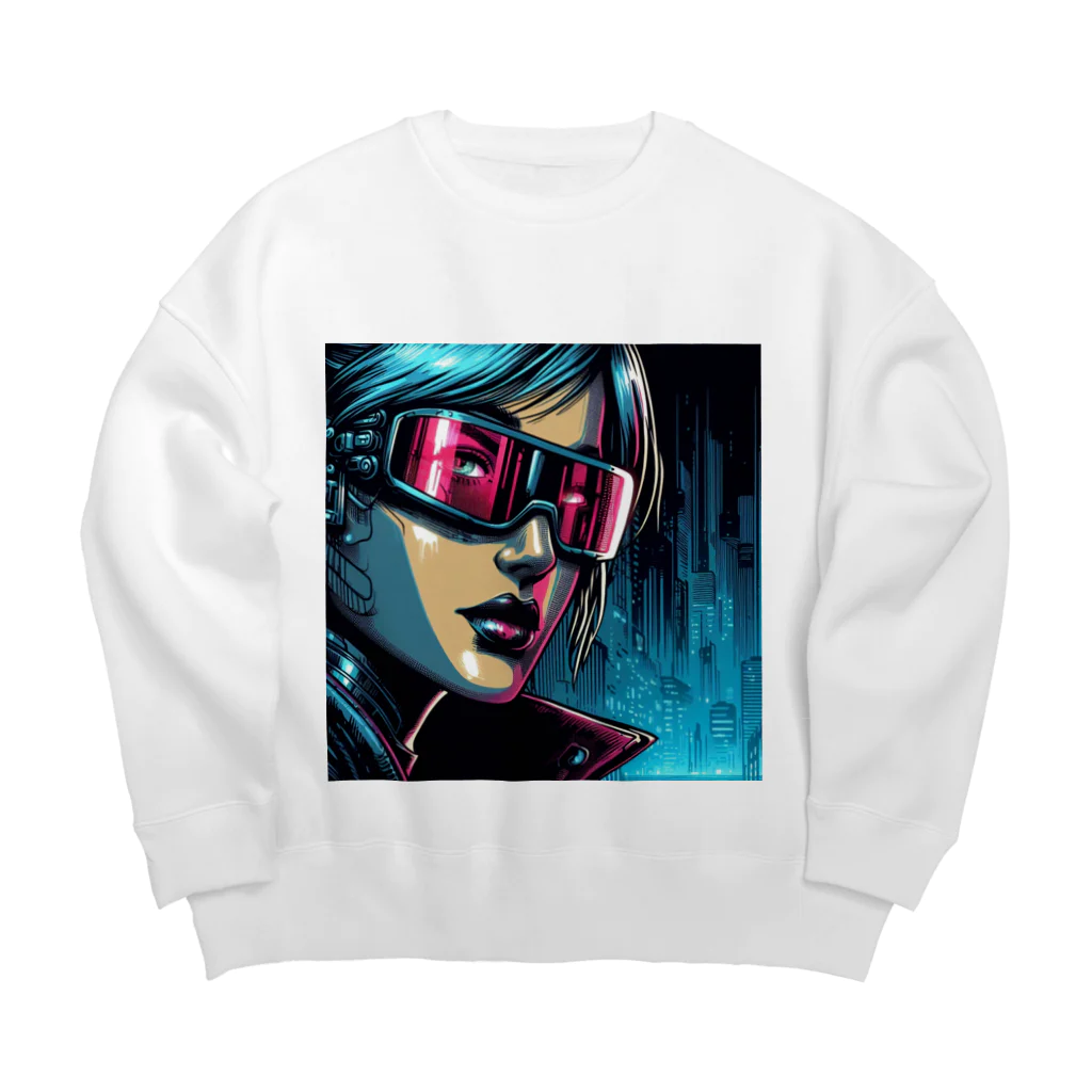 kangekiのサイバーパンクガールNo.42 Big Crew Neck Sweatshirt