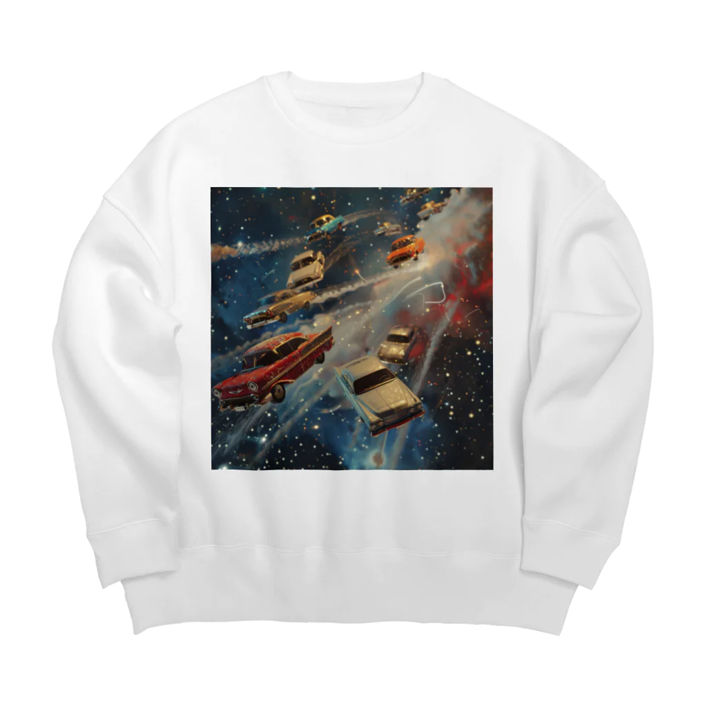 MistyStarkの宇宙を飛び交う車たち Big Crew Neck Sweatshirt