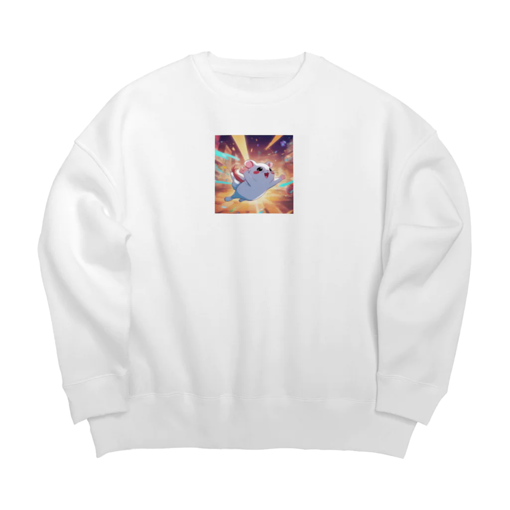 粉もんライダーとし蔵グッズの飛んだハムスター Big Crew Neck Sweatshirt