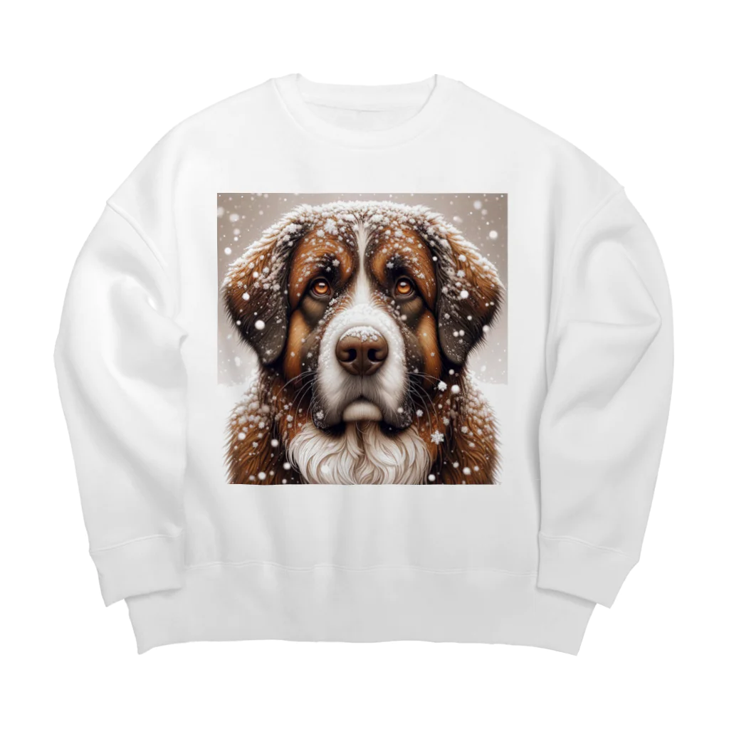 Ama'sの雪の中しかめっ面の犬さん Big Crew Neck Sweatshirt