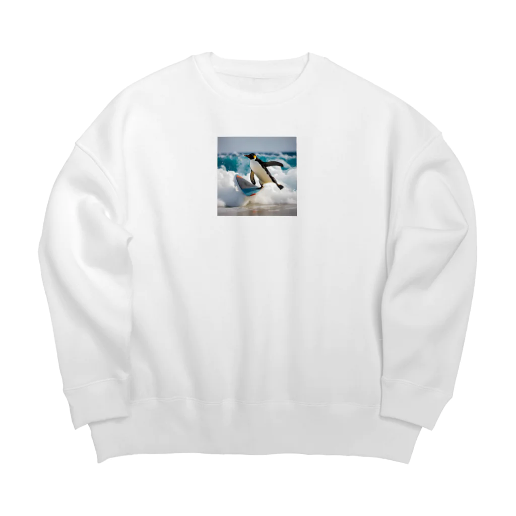 hakumenhonのサーフィンするペンギン Big Crew Neck Sweatshirt