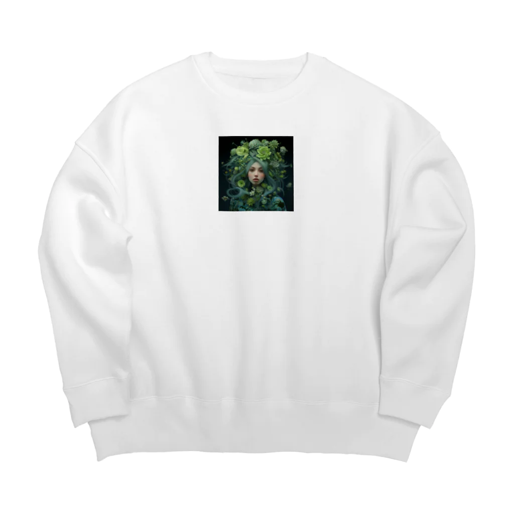 AQUAMETAVERSEのグリーン好きの女性　なでしこ1478 Big Crew Neck Sweatshirt