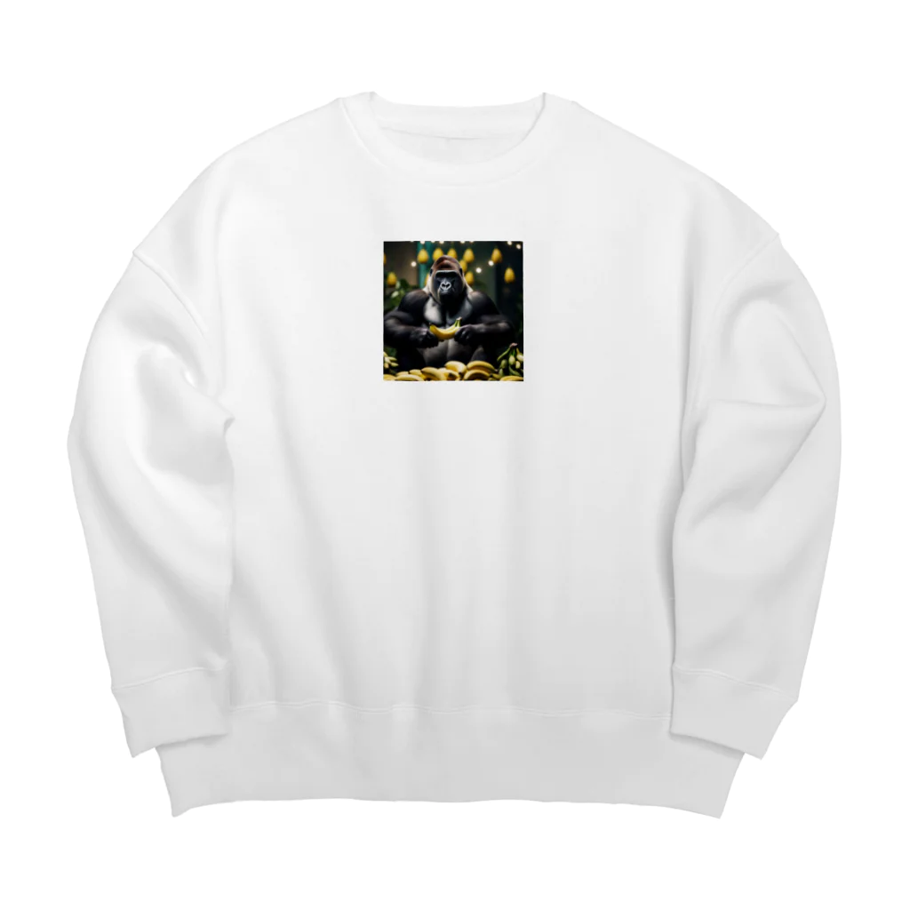 sei-goのバナナの芸術的な盛り付けをするゴリラ Big Crew Neck Sweatshirt