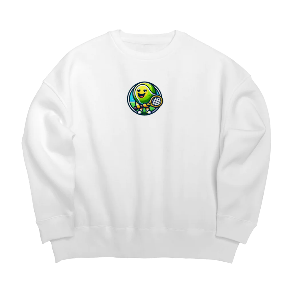 パグとプードルのテニスボールキャラクター Big Crew Neck Sweatshirt