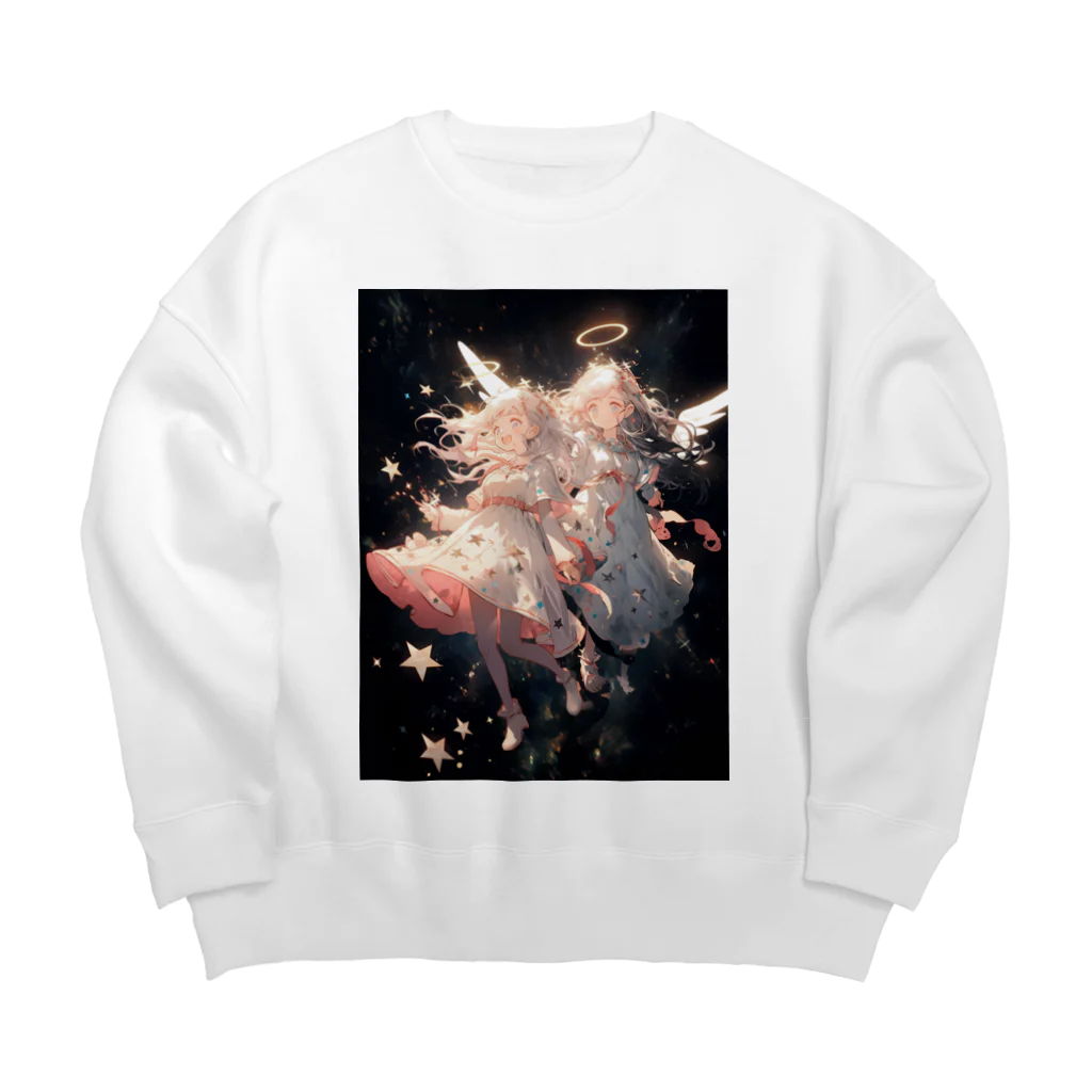 AQUAMETAVERSEのワクワクしながら宇宙の外に旅立つ天使たち アメジスト 2846 Big Crew Neck Sweatshirt