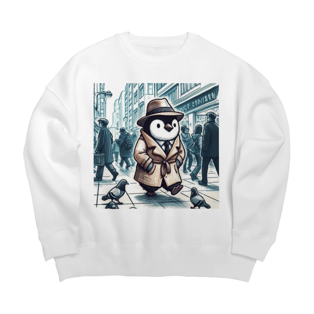 連想系の都会ペンギン Big Crew Neck Sweatshirt