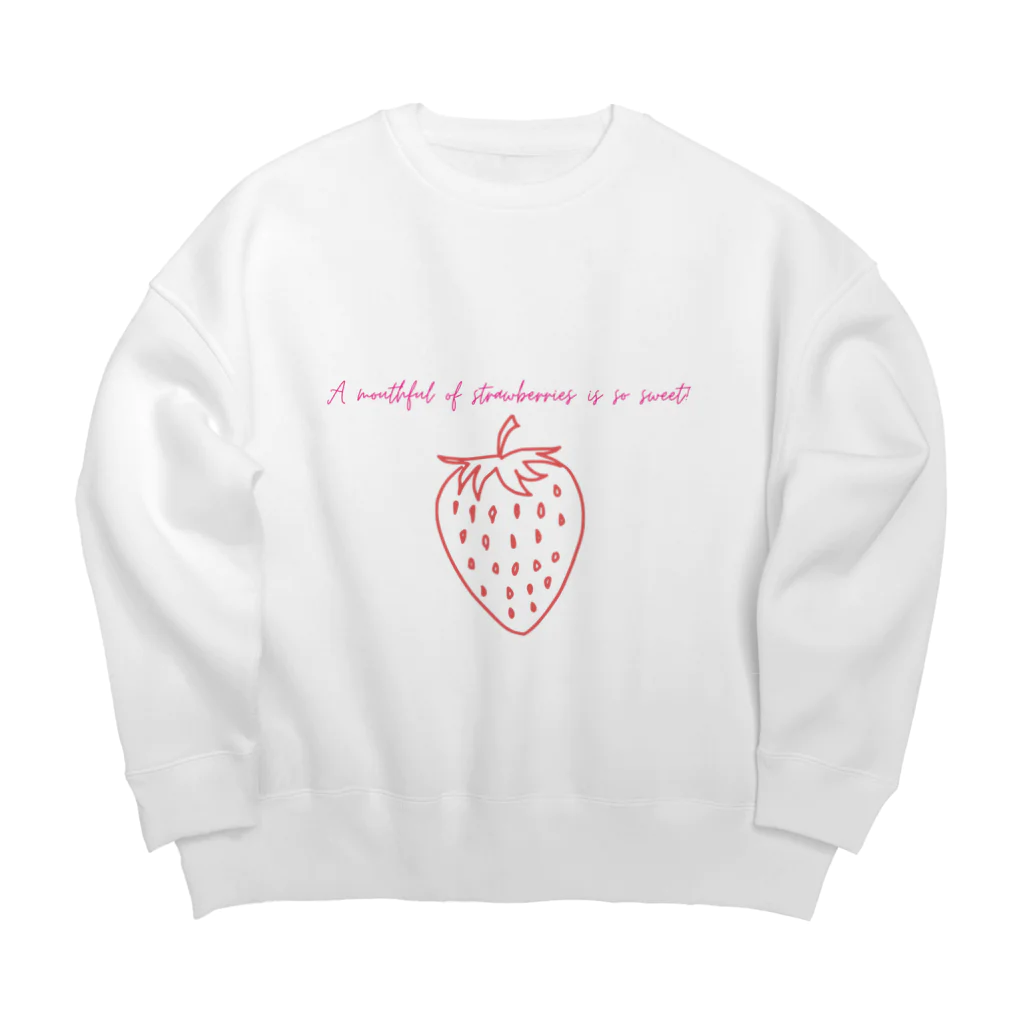 納豆ごはんのA mouthful of strawberries is so sweet! Big Crew Neck Sweatshirt