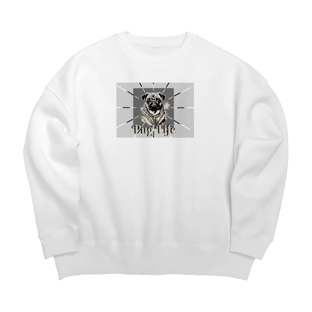 ぱぐ✩.*˚パグ✩.*˚PUG✩.*˚の後光が差すパグ Big Crew Neck Sweatshirt