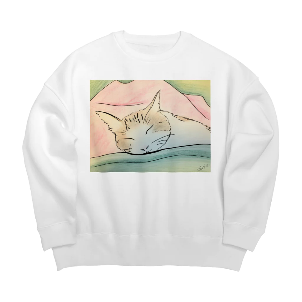 ハンドメイドSaoriのねこ♡寝子 Big Crew Neck Sweatshirt