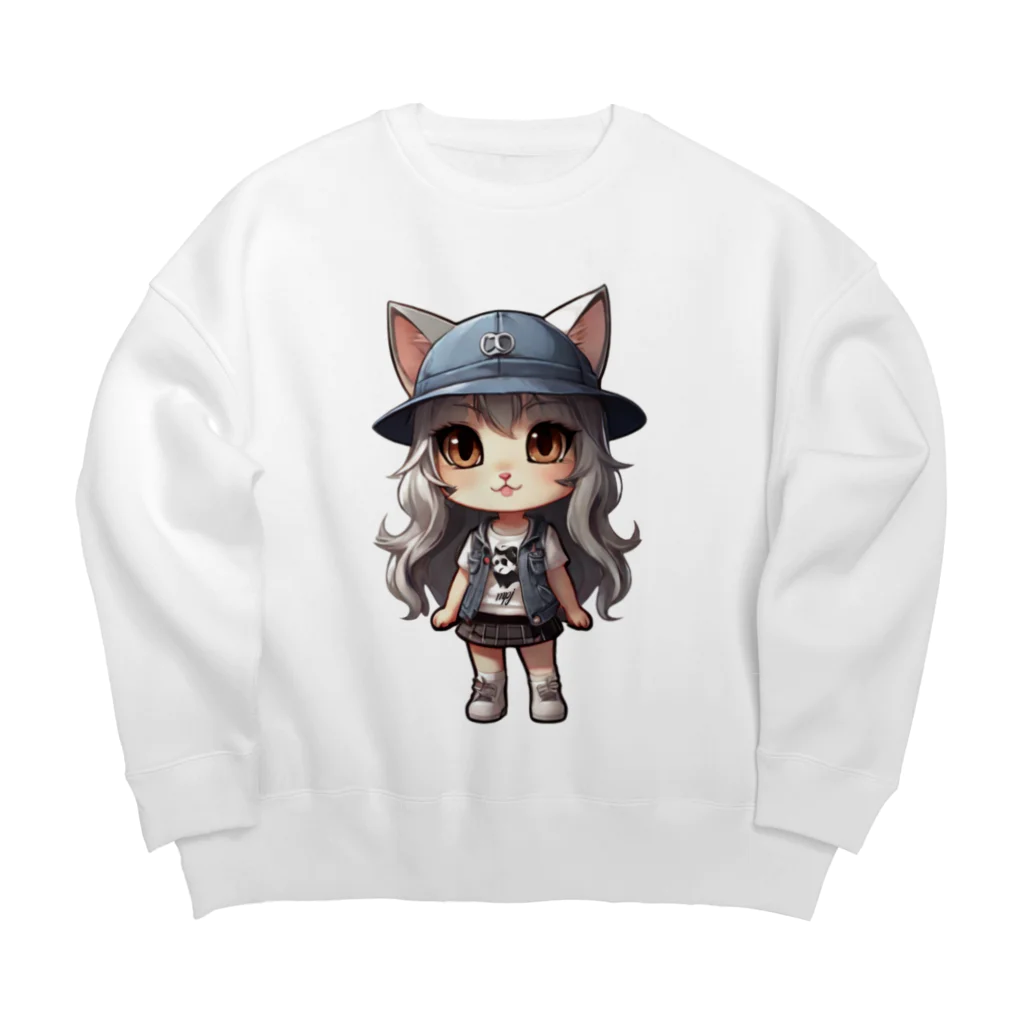 RANRAN2432MPJの猫派アイドル　にゃにゃ美ちゃん Big Crew Neck Sweatshirt