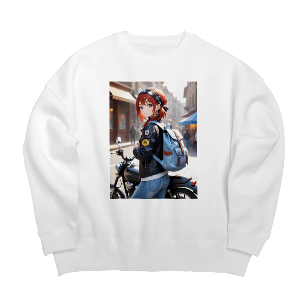 ヨーカズのバイク女子そら Big Crew Neck Sweatshirt