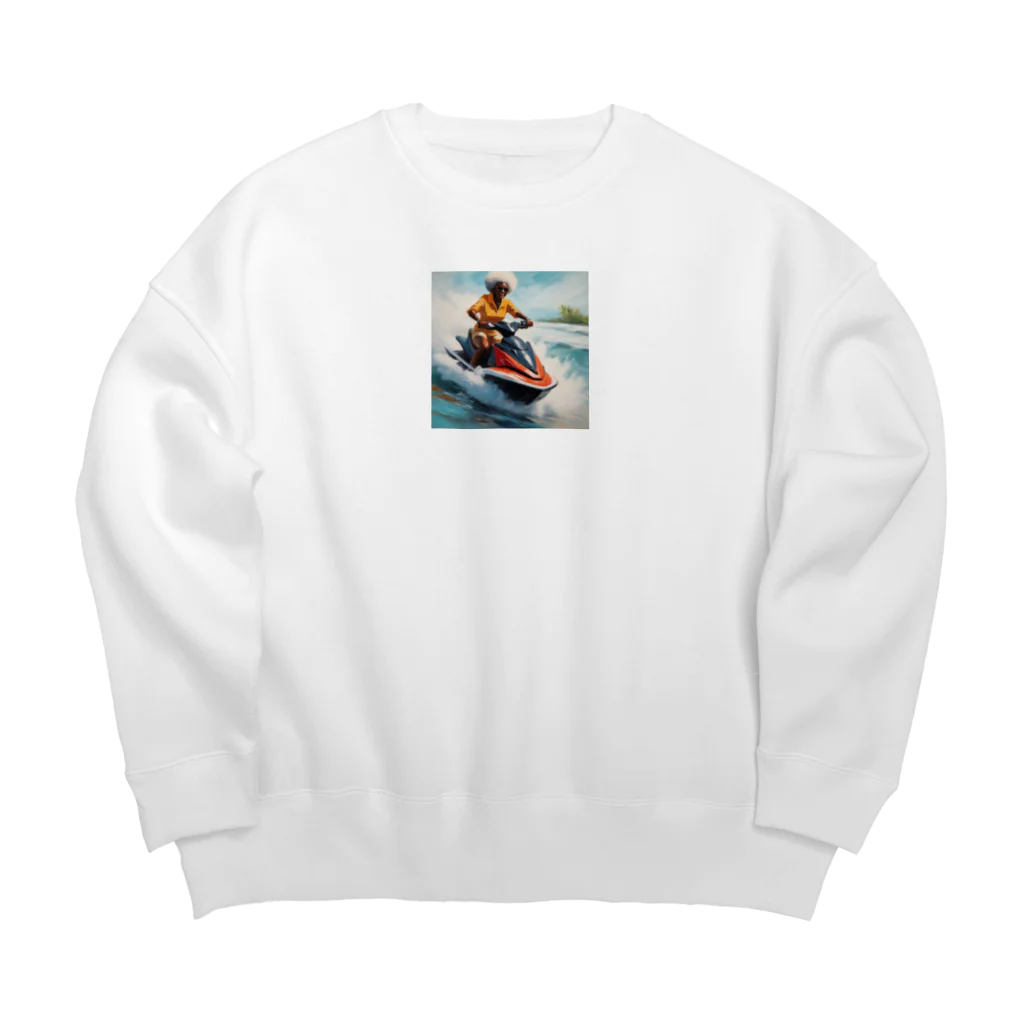 qloのジェットスキー乗り乗りグランマ Big Crew Neck Sweatshirt