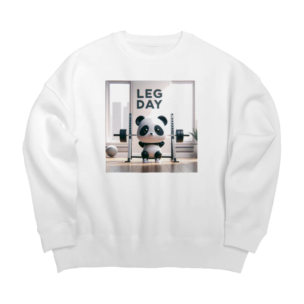 サウナマッチョの筋トレパンダ　Leg Day Big Crew Neck Sweatshirt