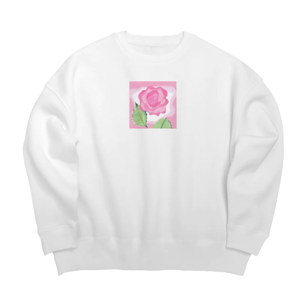 ピンク系水彩画のピンクのバラ Big Crew Neck Sweatshirt