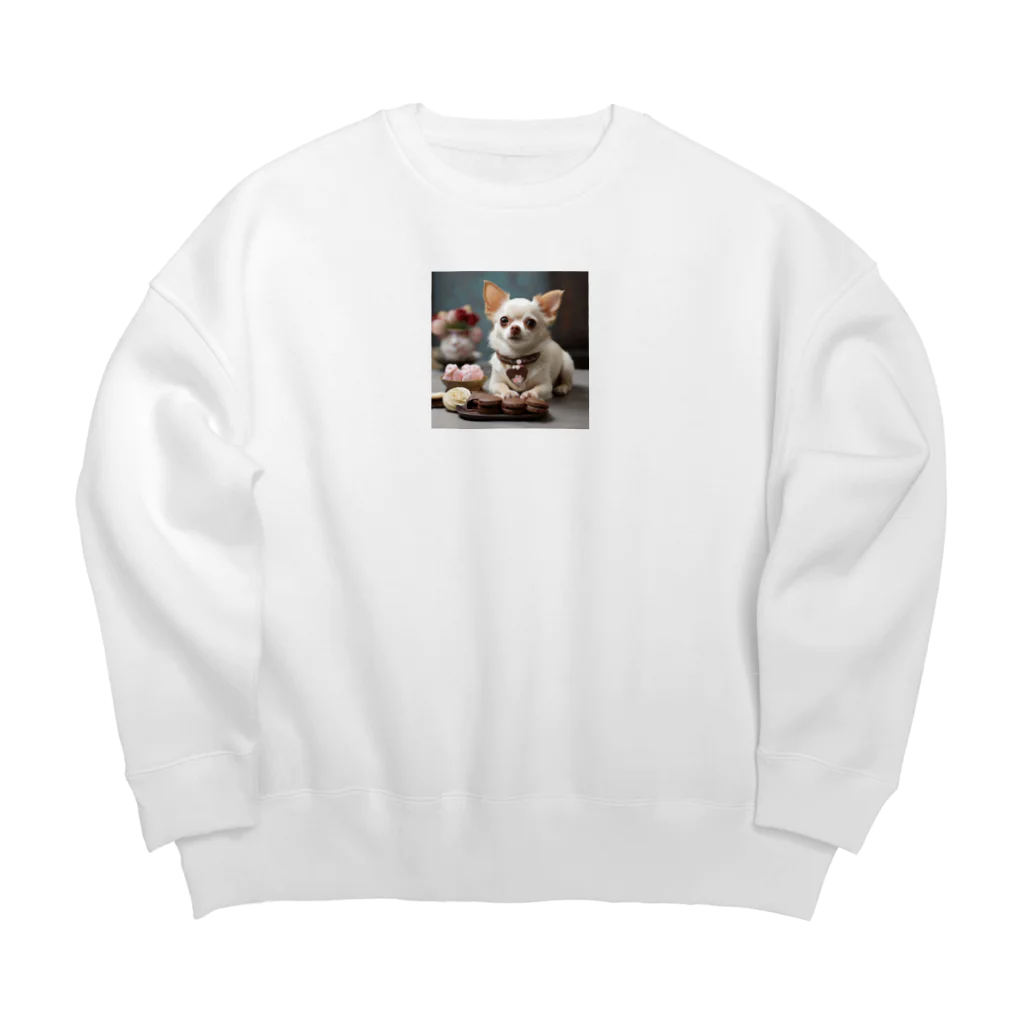 チワワ愛好家ショップのチワワと一緒に楽しむアフタヌーンティータイム！ Big Crew Neck Sweatshirt